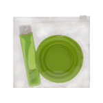 Set dentaire de voyage avec brosse et gobelet pliable, sac plastique couleur vert clair première vue
