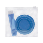 Set dentaire de voyage avec brosse et gobelet pliable, sac plastique couleur bleu ciel première vue