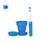 Set dentaire de voyage avec brosse et gobelet pliable, sac plastique