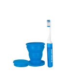 Set dentaire de voyage avec brosse et gobelet pliable, sac plastique vue principale