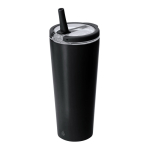 Gobelet isotherme en acier inoxydable recyclé avec paille 700 ml couleur noir première vue