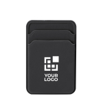 Porte-cartes magnétique silicone pour smartphone à double compartiment vue principale