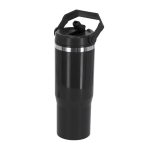 Gobelet isotherme double paroi avec paille et anse de transport 900 ml couleur noir première vue
