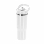 Gobelet isotherme double paroi avec paille et anse de transport 900 ml couleur blanc première vue