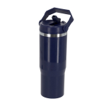 Gobelet isotherme double paroi avec paille et anse de transport 900 ml couleur bleu marine première vue