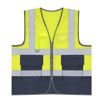 Gilet réfléchissant en polyester haute visibilité bicolore couleur jaune première vue