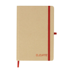 Carnet A5 à couverture rigide en carton recyclé, pages lignées couleur rouge première vue