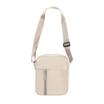 Sac bandoulière en nylon souple avec poche avant et fermeture éclair couleur naturel première vue