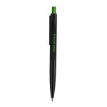 Stylo pointeur à bouton-poussoir avec marquage laser effet miroir couleur vert première vue