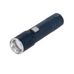 Lampe torche rechargeable en aluminium recyclé avec zoom extensible couleur bleu marine première vue