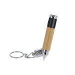 Lampe torche portable en bambou avec stylo intégré, encre bleue troisième vue