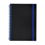 Cahier à anneaux A5 avec fermeture élastique assortie, pages lignées couleur bleu première vue