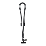 Lanyard porte-téléphone en polyester RPET avec câble de charge intégré couleur noir première vue