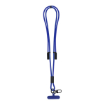Lanyard porte-téléphone en polyester RPET avec câble de charge intégré couleur bleu première vue