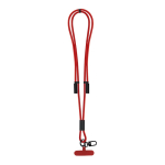 Lanyard porte-téléphone en polyester RPET avec câble de charge intégré couleur rouge première vue