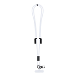 Lanyard porte-téléphone en polyester RPET avec câble de charge intégré couleur blanc première vue