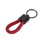 Porte-clés avec cordon en polyester et plaque métallisée pour marquage deuxième vue