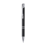 Stylo à bille en aluminium avec détails argentés, encre noire couleur noir première vue