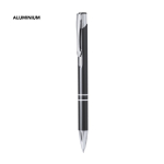 Stylo à bille en aluminium avec détails argentés, encre noire