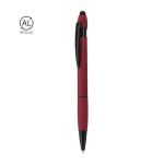 Stylo tactile en aluminium recyclé, finition gomme, encre bleue