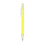Stylo en aluminium recyclé avec détails transparents, encre bleue couleur jaune première vue