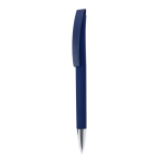 Stylo à bille avec corps et clip en caoutchouc, encre bleue couleur bleu marine première vue