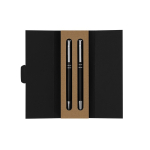 Set de stylo à bille et roller en aluminium recyclé, encre bleue couleur noir première vue