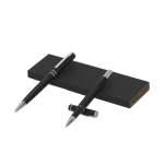 Set de stylo à bille et roller en aluminium recyclé, encre bleue deuxième vue