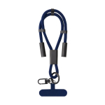 Bracelet en RPET avec câble de charge et transfert de données 60 W couleur bleu marine première vue