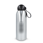 Bouteille anti-fuite en acier recyclé à rayures verticales 500ml couleur argenté brillant
