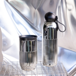 Bouteille anti-fuite en acier recyclé à rayures verticales 500ml couleur argenté brillant sixième vue