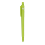 Stylo en plastique recyclé fabriqué en Italie, encre bleue couleur vert lime