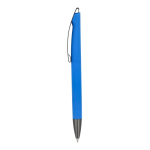 Stylo à bille rotatif en plastique à surface douce et encre bleue couleur bleu