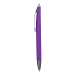 Stylo à bille rotatif en plastique à surface douce et encre bleue couleur violet