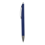 Stylo à bille rotatif en plastique à surface douce et encre bleue couleur bleu foncé