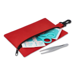 Trousse de premiers secours 14 pièces en sac polyester couleur rouge