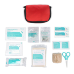 Trousse de premiers secours avec velcro conforme norme européenne couleur rouge quatrière vue