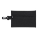 Trousse de premiers secours compacte avec mousqueton en polyester couleur noir troisième vue