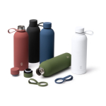 Bouteille isotherme en inoxrecyclé avec anse en silicone souple 500 ml couleur blanc vue détaillée 3