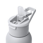 Gourde isotherme en acier inoxydable recyclé avec paille 500 ml couleur gris vue détaillée 1