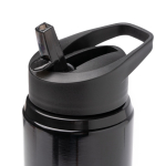 Gourde anti-fuite en inox recyclé avec anse et paille 700 ml couleur noir vue détaillée 2