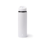 Gourde anti-fuite en inox recyclé avec anse et paille 700 ml couleur blanc deuxième vue