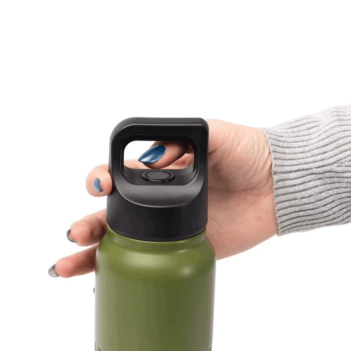 Bouteille en inox recyclé avec bouchon à ouverture par pression 500 ml couleur blanc