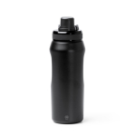 Gourde en inox recyclé avec bouchon translucide et anse 600 ml couleur noir deuxième vue