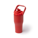 Bouteille isotherme en inox recyclé avec ouverture par bouton 550 ml couleur rouge première vue d'usage