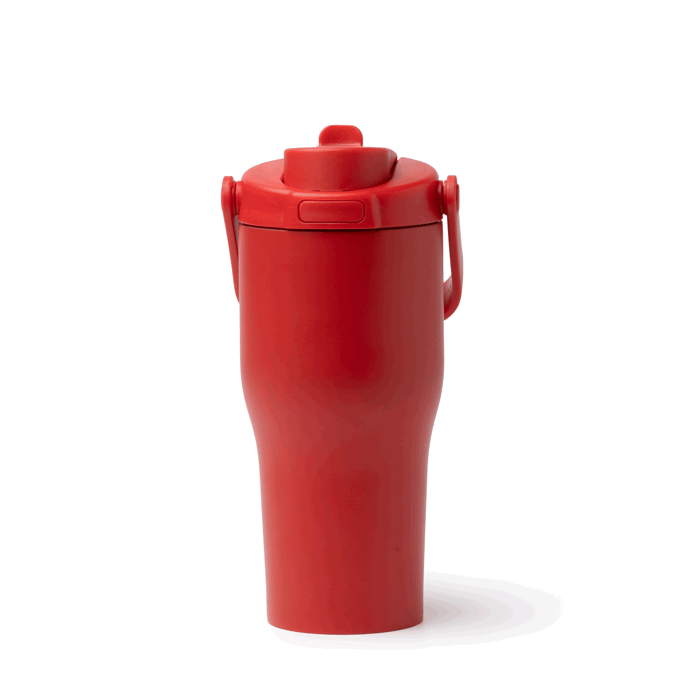 Bouteille isotherme en inox recyclé avec ouverture par bouton 550 ml couleur rouge