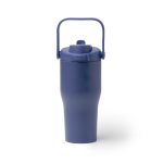 Bouteille isotherme en inox recyclé avec ouverture par bouton 550 ml couleur bleu marine deuxième vue