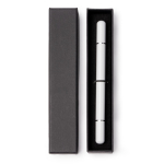 Stylo à corps métallique 2 en 1 avec pointe infinie et encre bleue couleur blanc deuxième vue