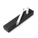 Stylo à corps métallique 2 en 1 avec pointe infinie et encre bleue couleur blanc vue détaillée 3