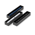 Stylo à corps métallique 2 en 1 avec pointe infinie et encre bleue couleur blanc vue détaillée 4